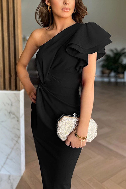 CAROLINA – Vestido Midi Asimétrico De Una Manga