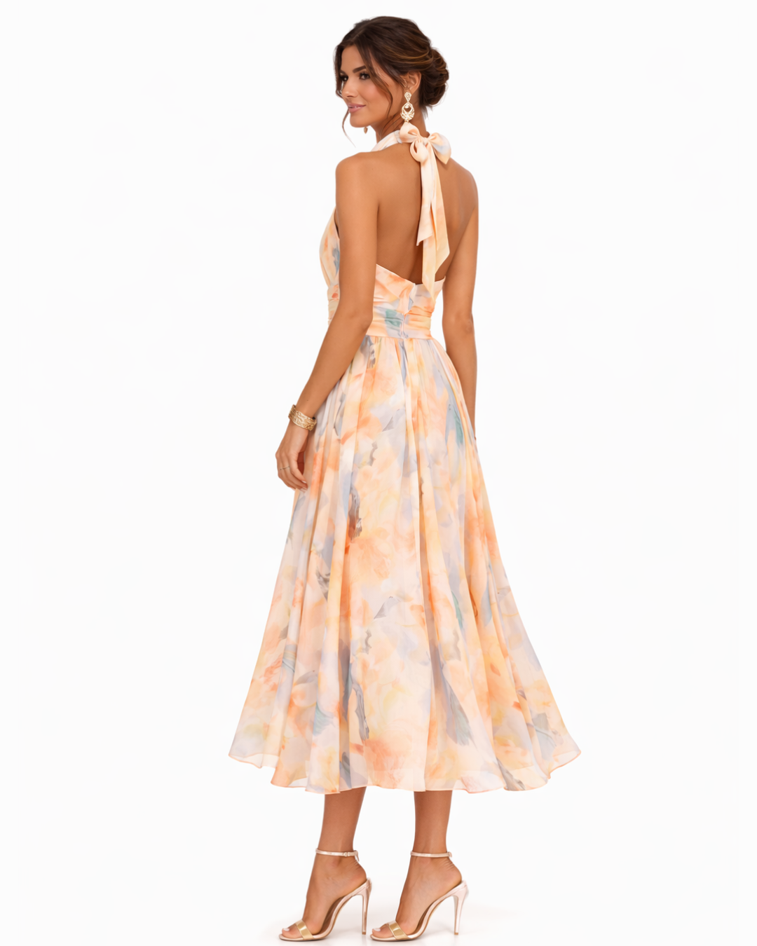AURORA – Vestido Floral Con Cuello Halter