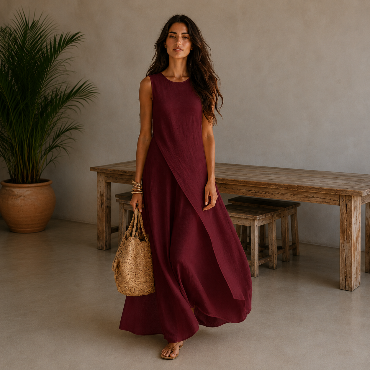 MARA – Vestido Maxi Asimétrico