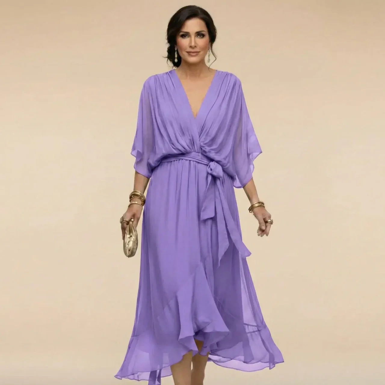 ANAIS – Vestido De Chiffon Con Escote En V