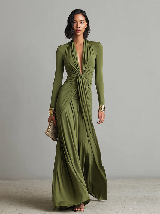 AURA – Vestido Elegante Con Escote En V