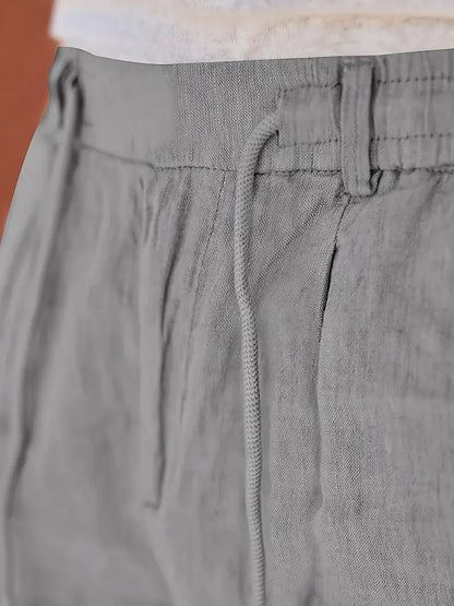 Pantalones Anchos De Lino Con Cordón