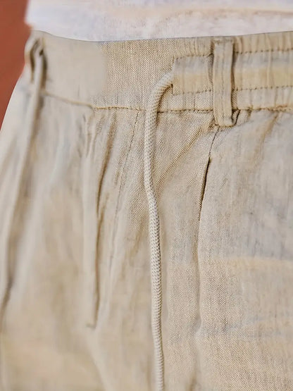 Pantalones Anchos De Lino Con Cordón