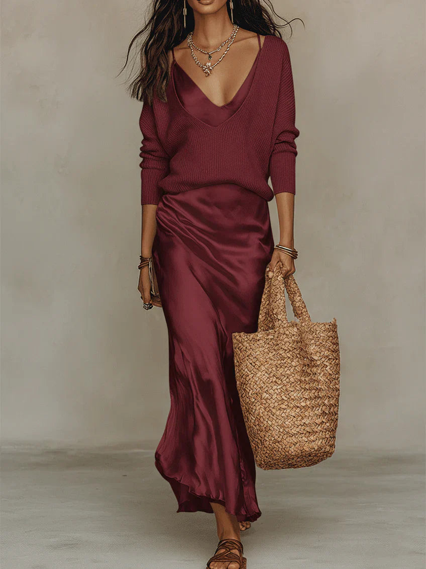 ALESSIA –  Vestido Midi Satinado