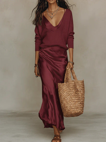 ALESSIA –  Vestido Midi Satinado