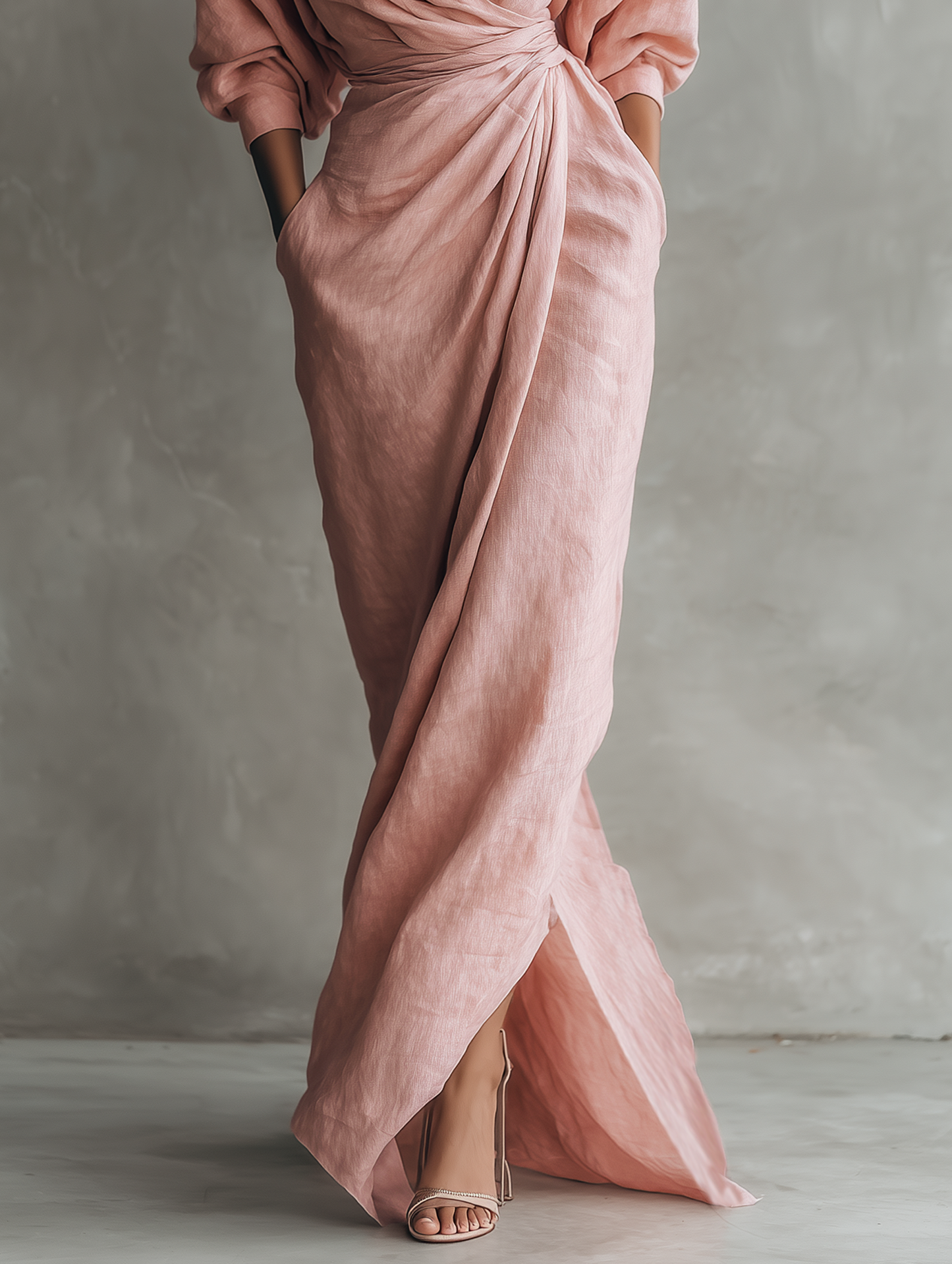 LEIRE – Vestido Largo Minimalista Con Escote En V