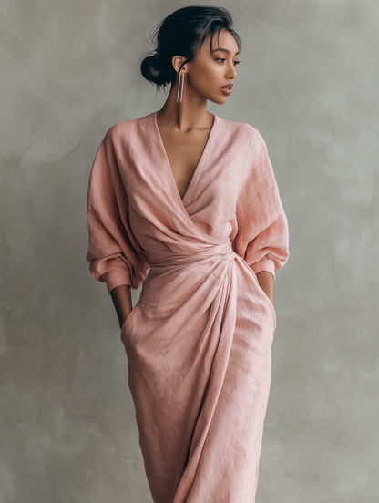 LEIRE – Vestido Largo Minimalista Con Escote En V