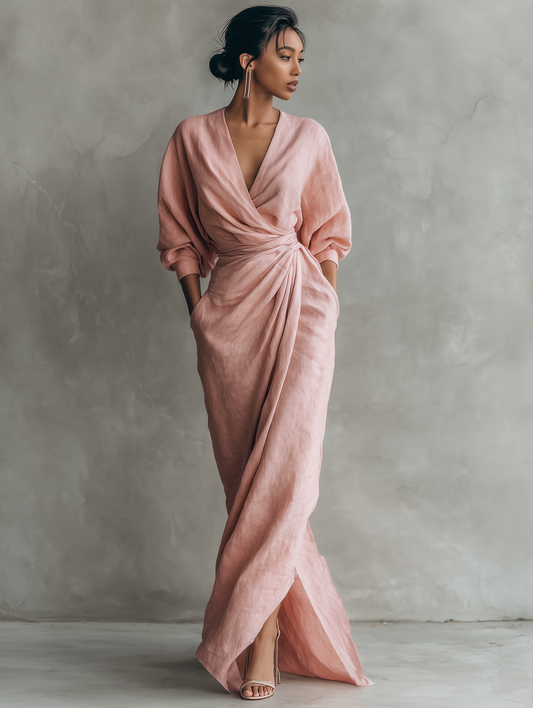 LEIRE – Vestido Largo Minimalista Con Escote En V