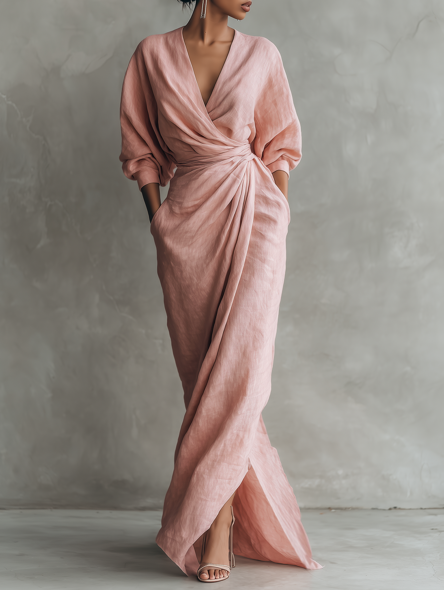 LEIRE – Vestido Largo Minimalista Con Escote En V