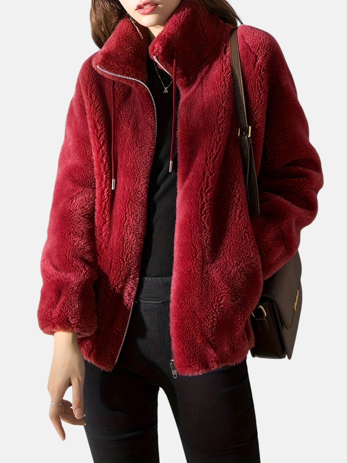 Chaqueta de pelo con cuello envolvente
