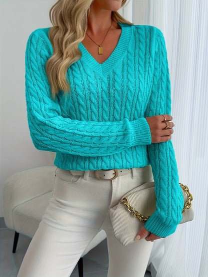 Elegant ribbed V-neck sweater