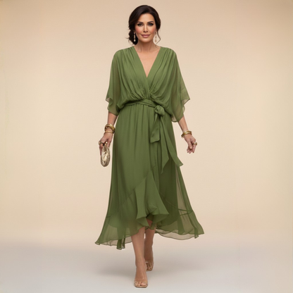 ANAIS – Vestido De Chiffon Con Escote En V