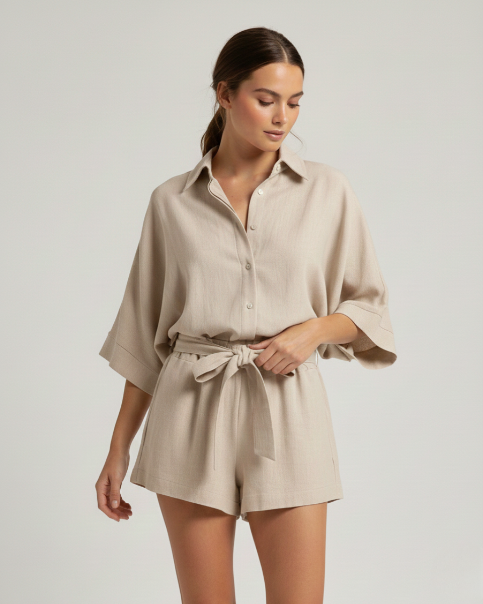 MIRELLA – Mono Con Pantalón Corto Y Lazo