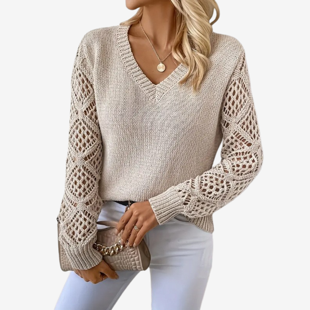 V-neck sweater with openwork details