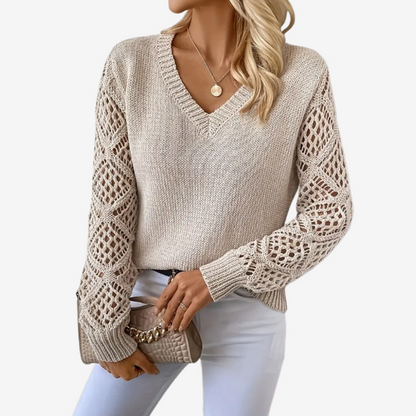 V-neck sweater with openwork details
