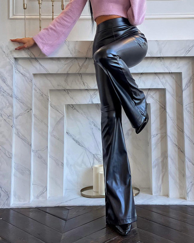 Pantalones de campana de cuero