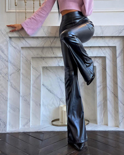 Pantalones de campana de cuero