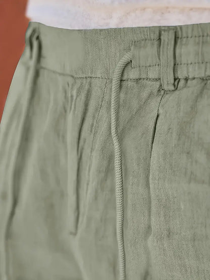 Pantalones Anchos De Lino Con Cordón
