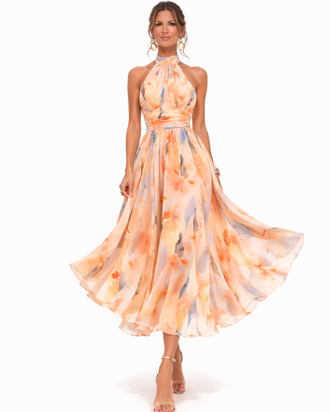 AURORA – Vestido Floral Con Cuello Halter