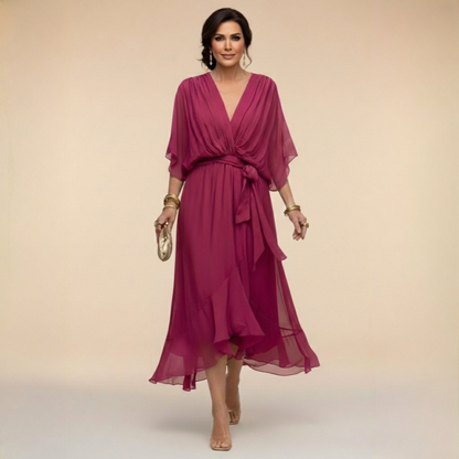ANAIS – Vestido De Chiffon Con Escote En V