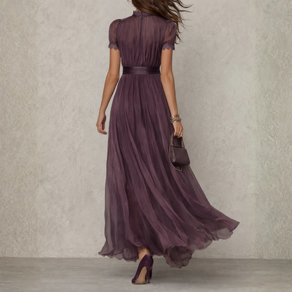 MÓNICA – Vestido Largo De Gasa Con Encaje