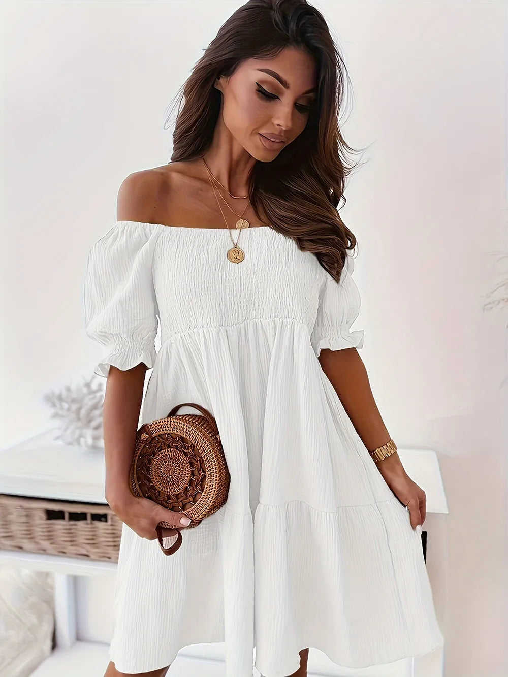 GABRIELA – Vestido De Manga Corta Con Volantes