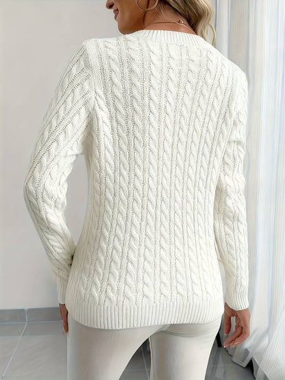Elegant ribbed V-neck sweater