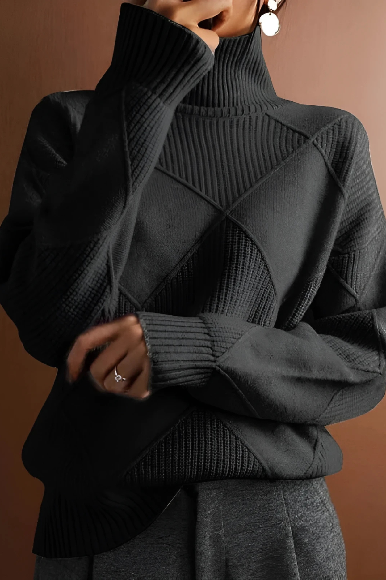 Black diamond pattern sweater