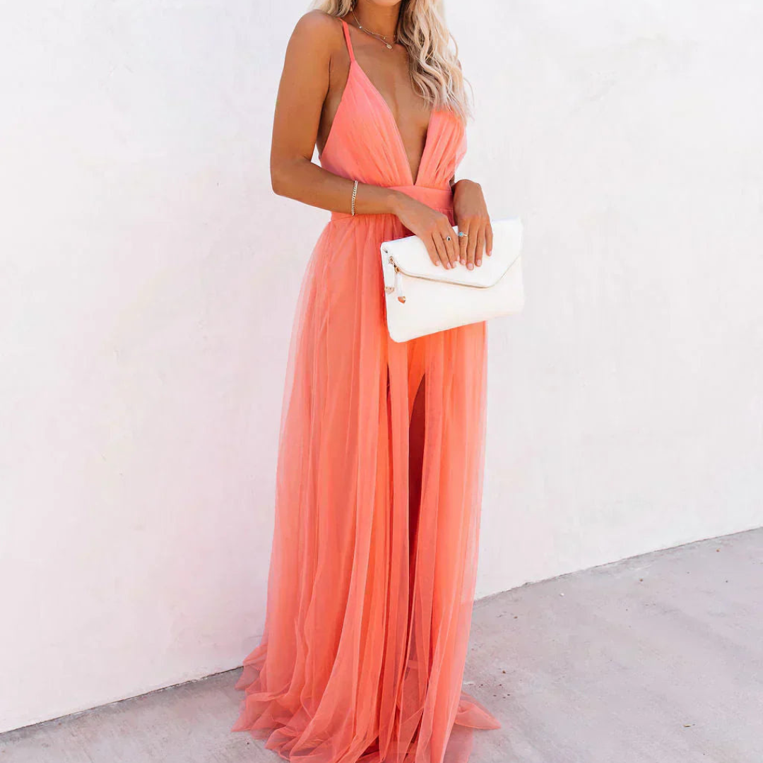 AURORA – Vestido Elegante Con Espalda Descubierta