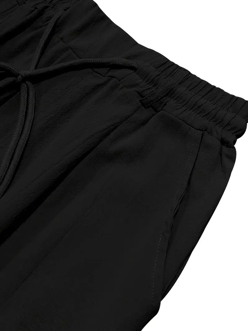 Pantalones Anchos De Lino Con Cordón