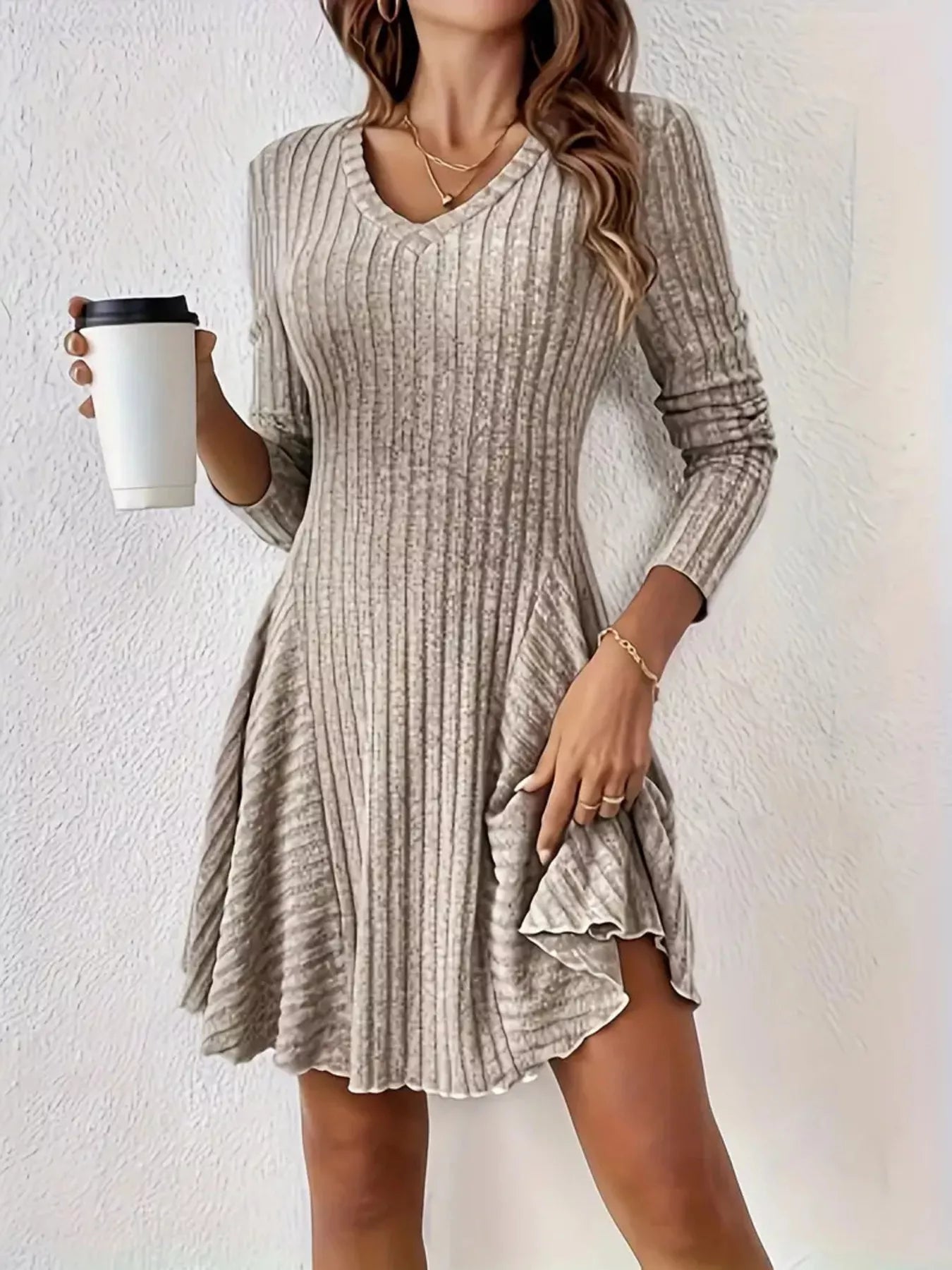 Vestido De Manga Larga De Punto