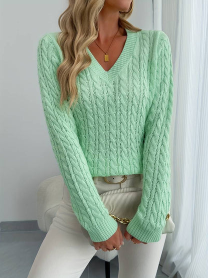 Elegant ribbed V-neck sweater