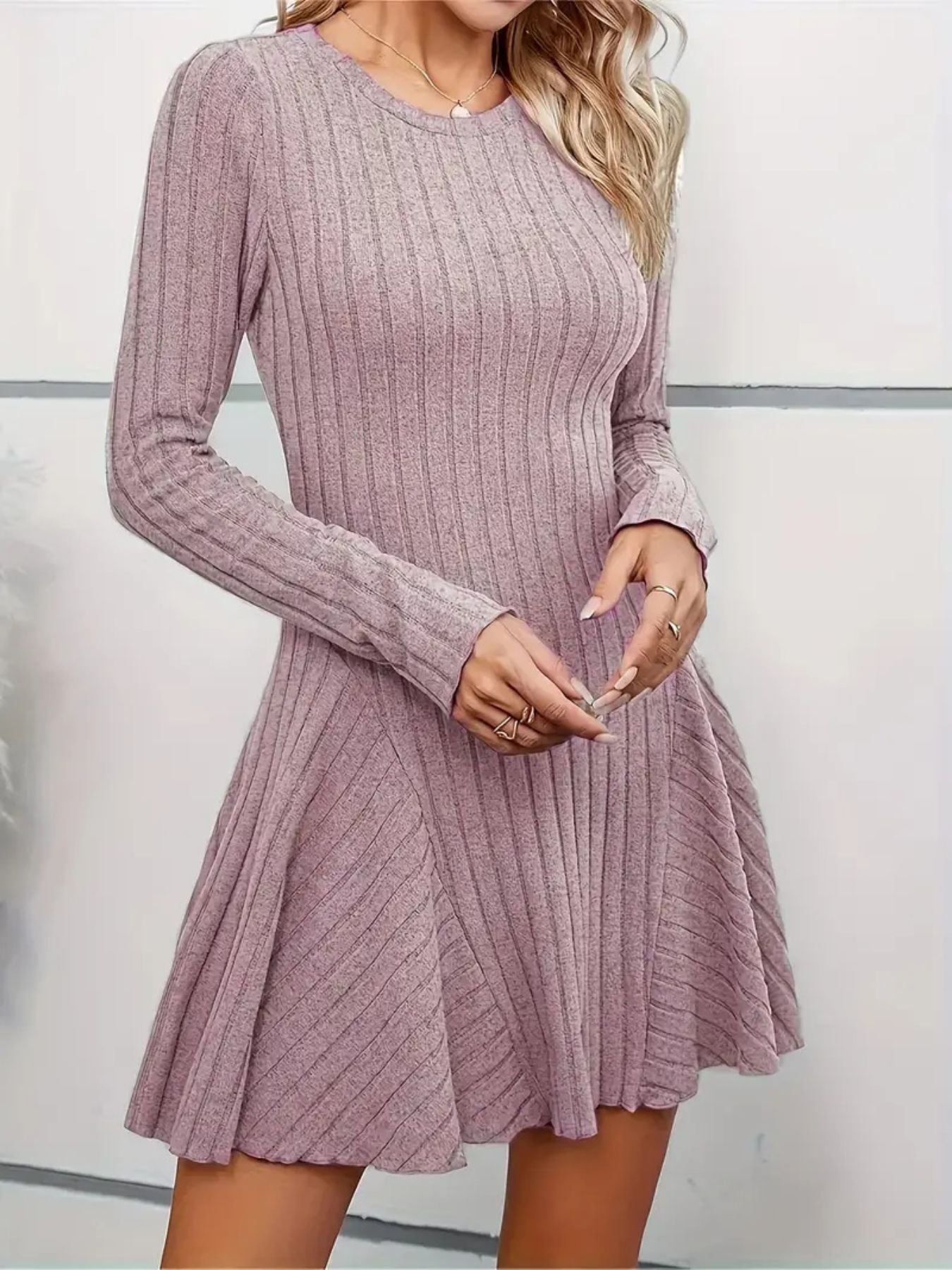 Vestido De Manga Larga De Punto