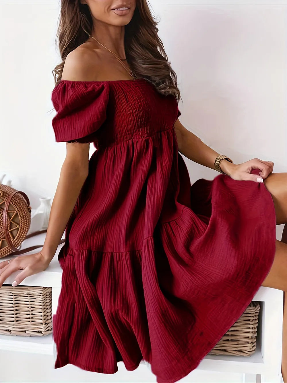 GABRIELA – Vestido De Manga Corta Con Volantes
