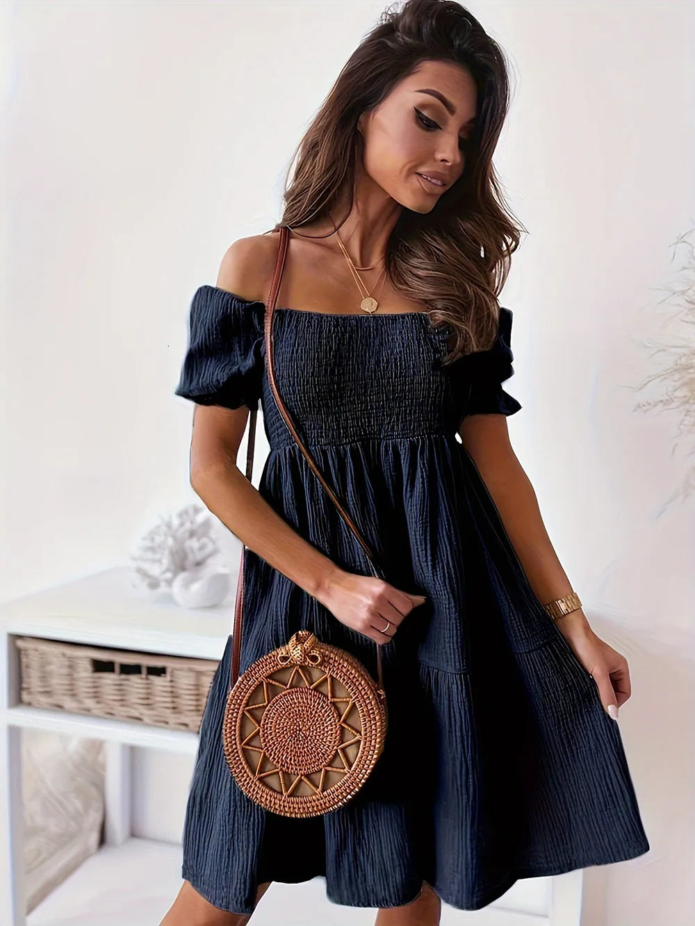 GABRIELA – Vestido De Manga Corta Con Volantes