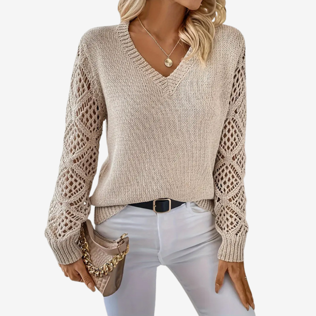 V-neck sweater with openwork details