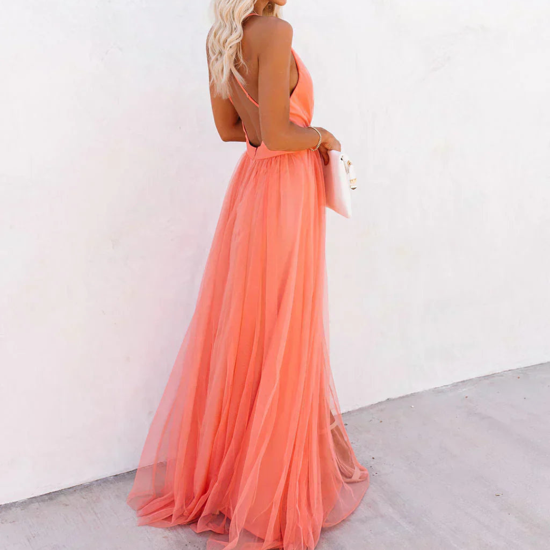 AURORA – Vestido Elegante Con Espalda Descubierta
