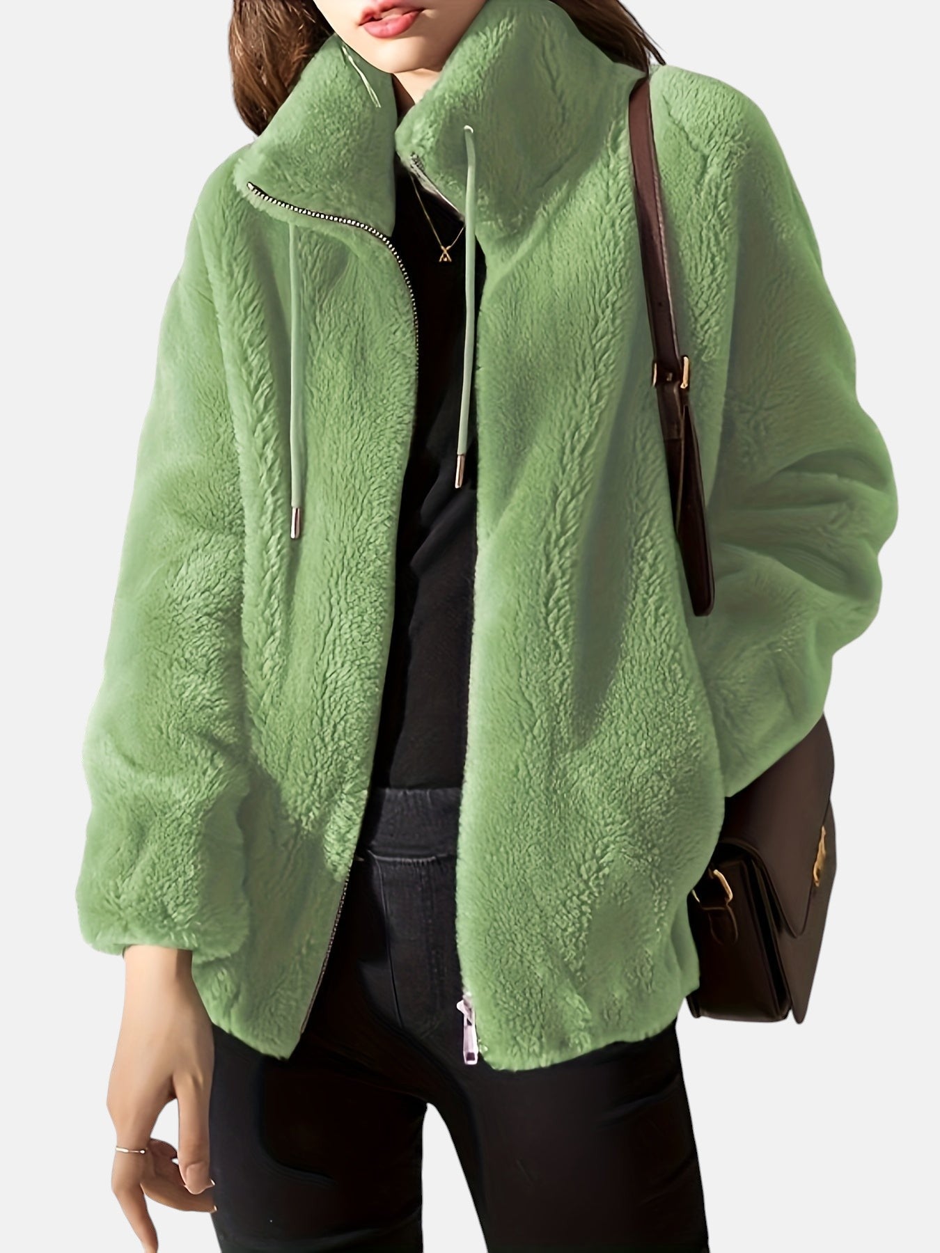 Chaqueta de pelo con cuello envolvente