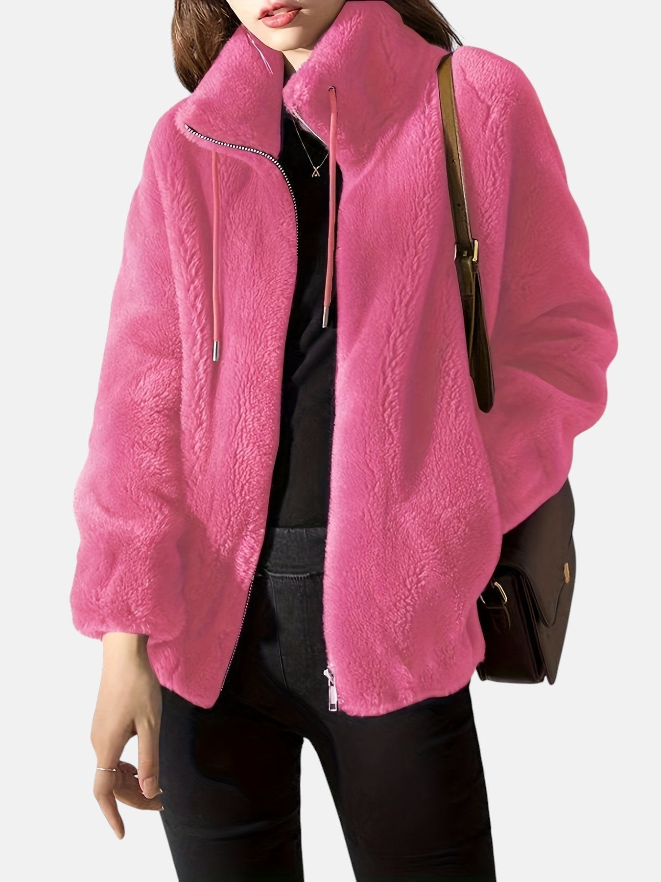 Chaqueta de pelo con cuello envolvente