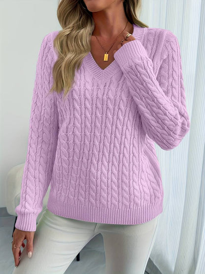 Elegant ribbed V-neck sweater