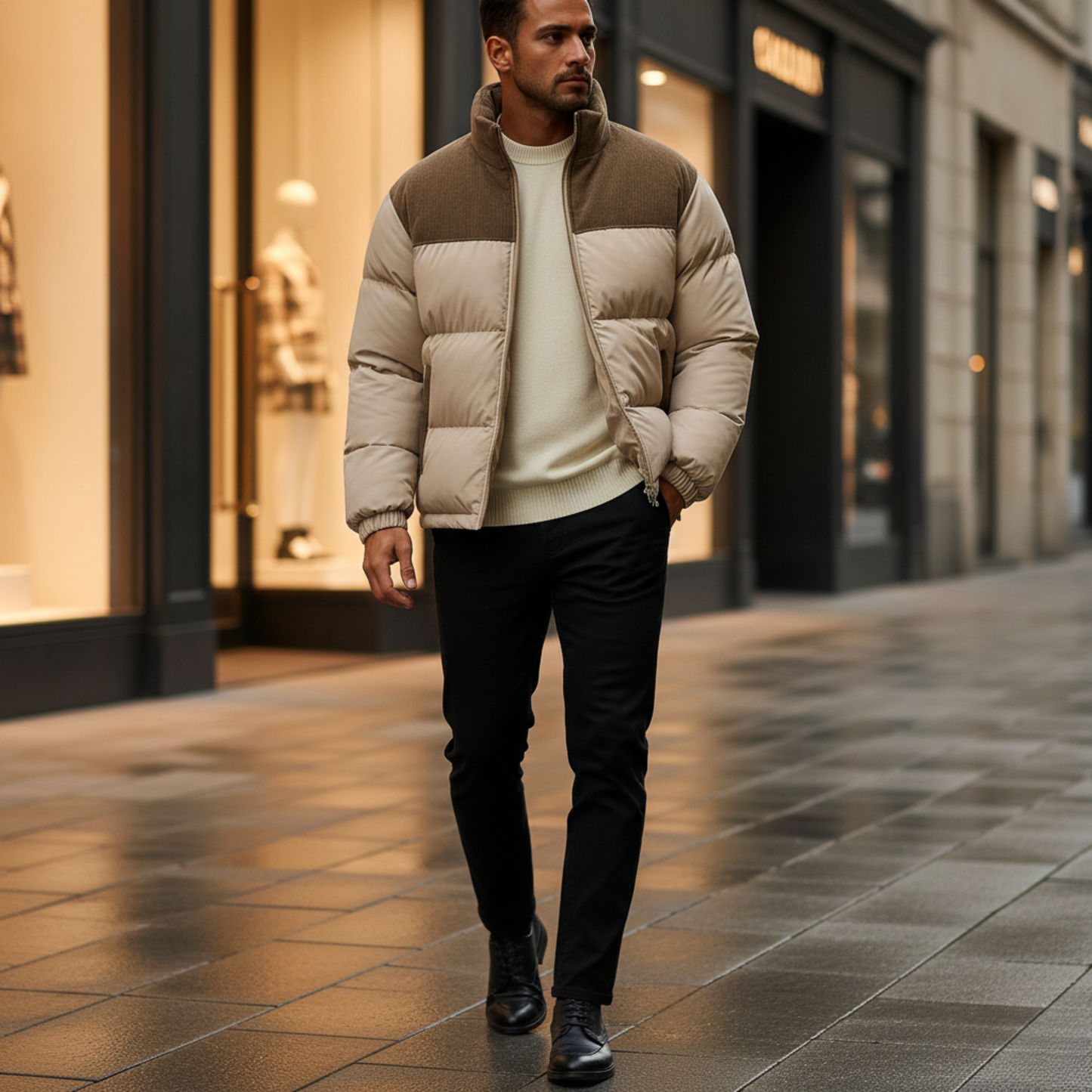 Jacket with corduroy panels