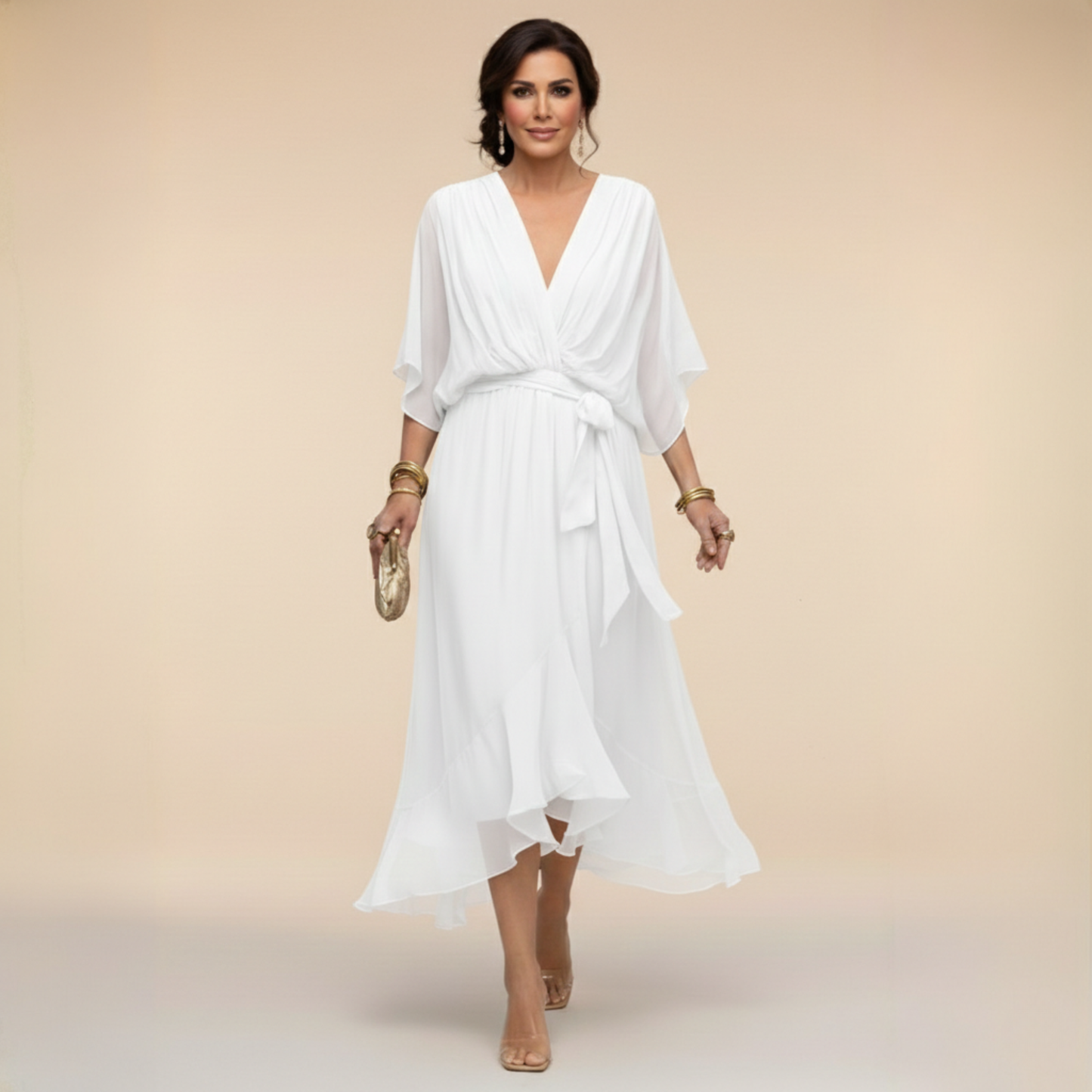 ANAIS – Vestido De Chiffon Con Escote En V