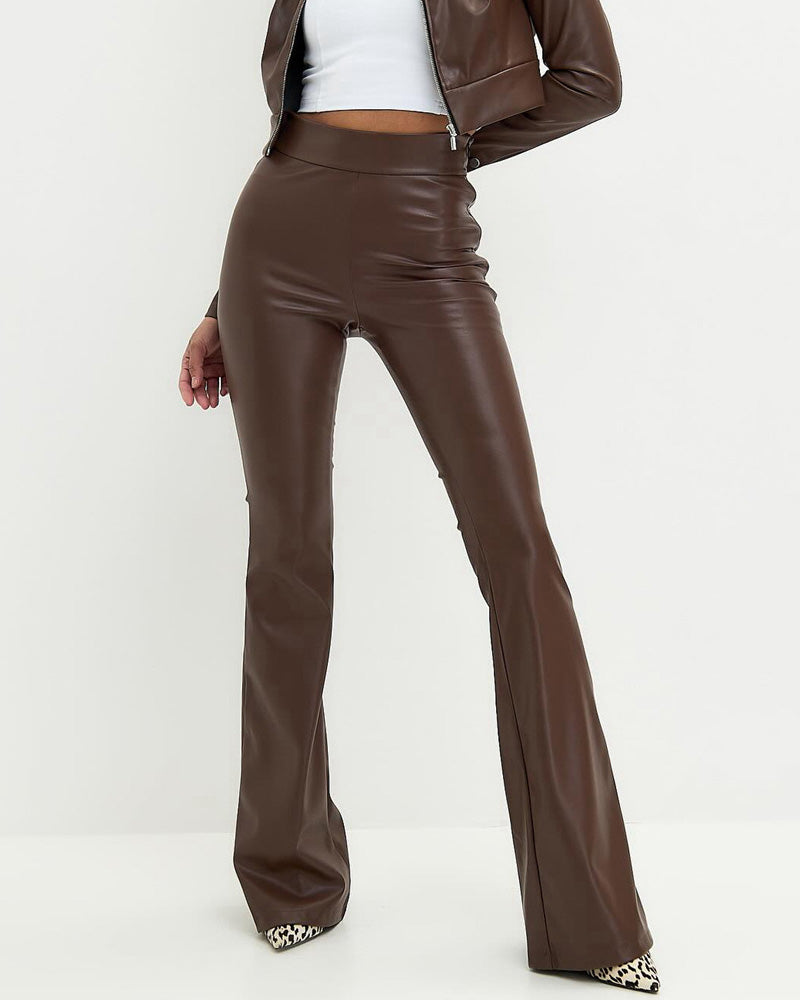 Pantalones de campana de cuero