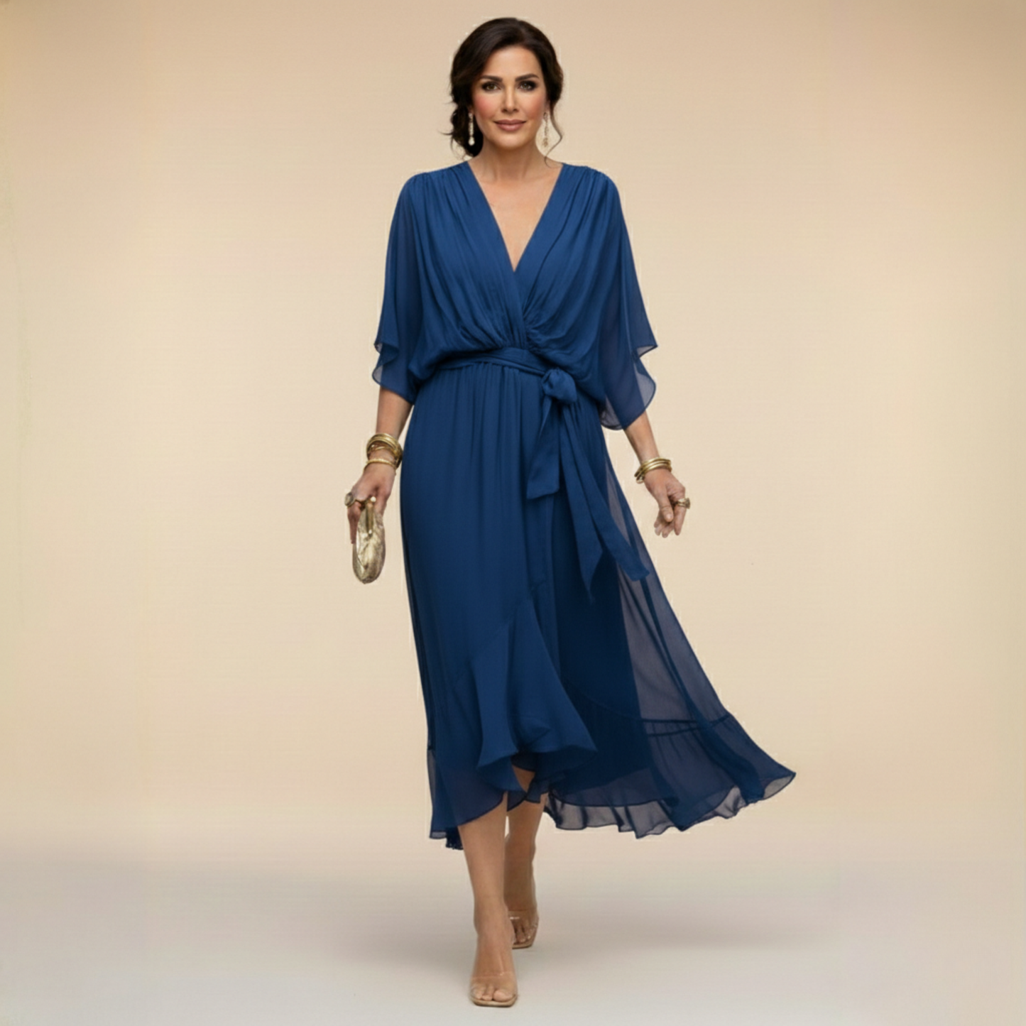 ANAIS – Vestido De Chiffon Con Escote En V