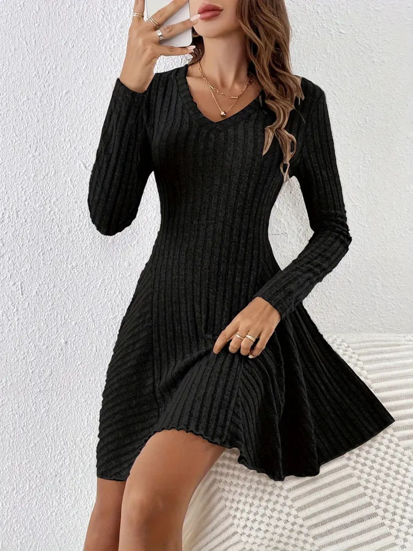 Vestido De Manga Larga De Punto