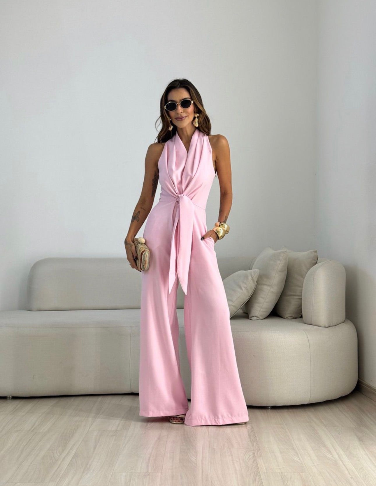 AMANDA – Mono elegante Con Cintura Anudada