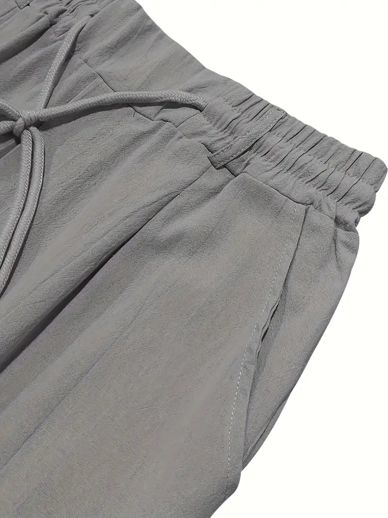 Pantalones Anchos De Lino Con Cordón