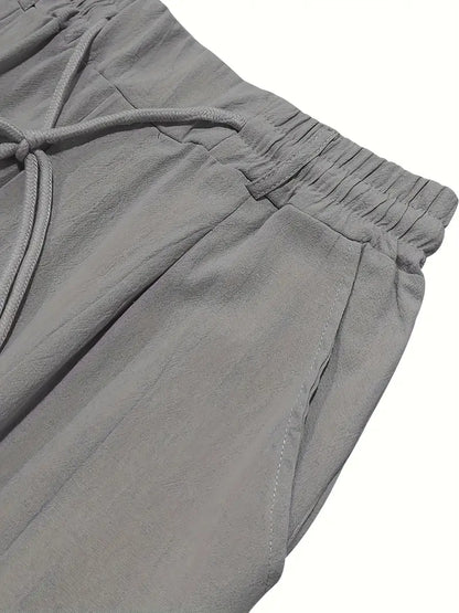 Pantalones Anchos De Lino Con Cordón