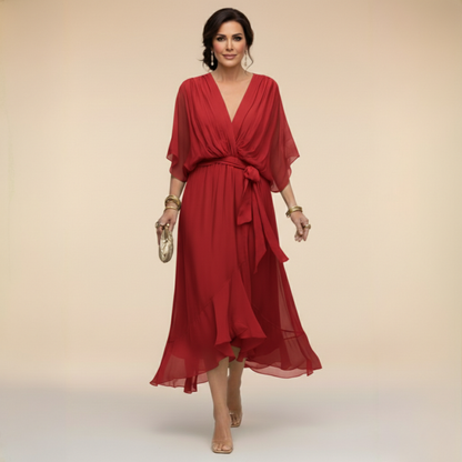 ANAIS – Vestido De Chiffon Con Escote En V
