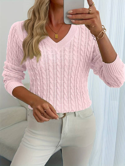 Elegant ribbed V-neck sweater